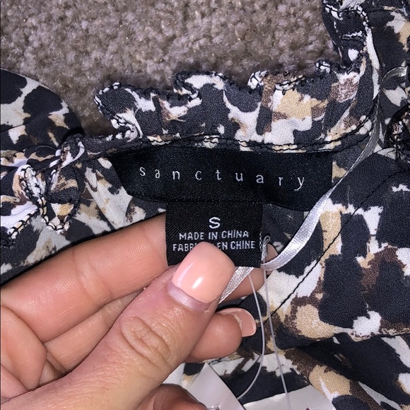 Sanctuary ruffle collar blouse new leopard S - Picture 6 of 6